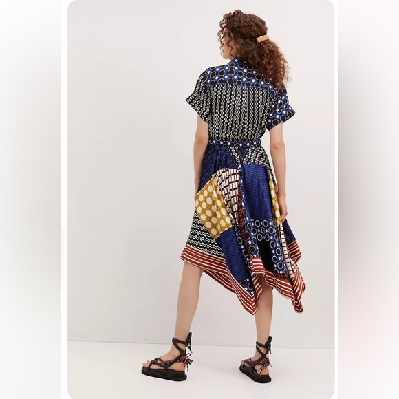 Anthropologie Maeve Contrast Asymmetrical Shirt Dress NWT Small - Picture 4 of 15